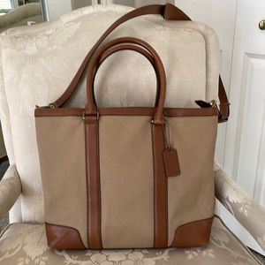 Coach Bleeker tote bag. Canvas and leather trim.